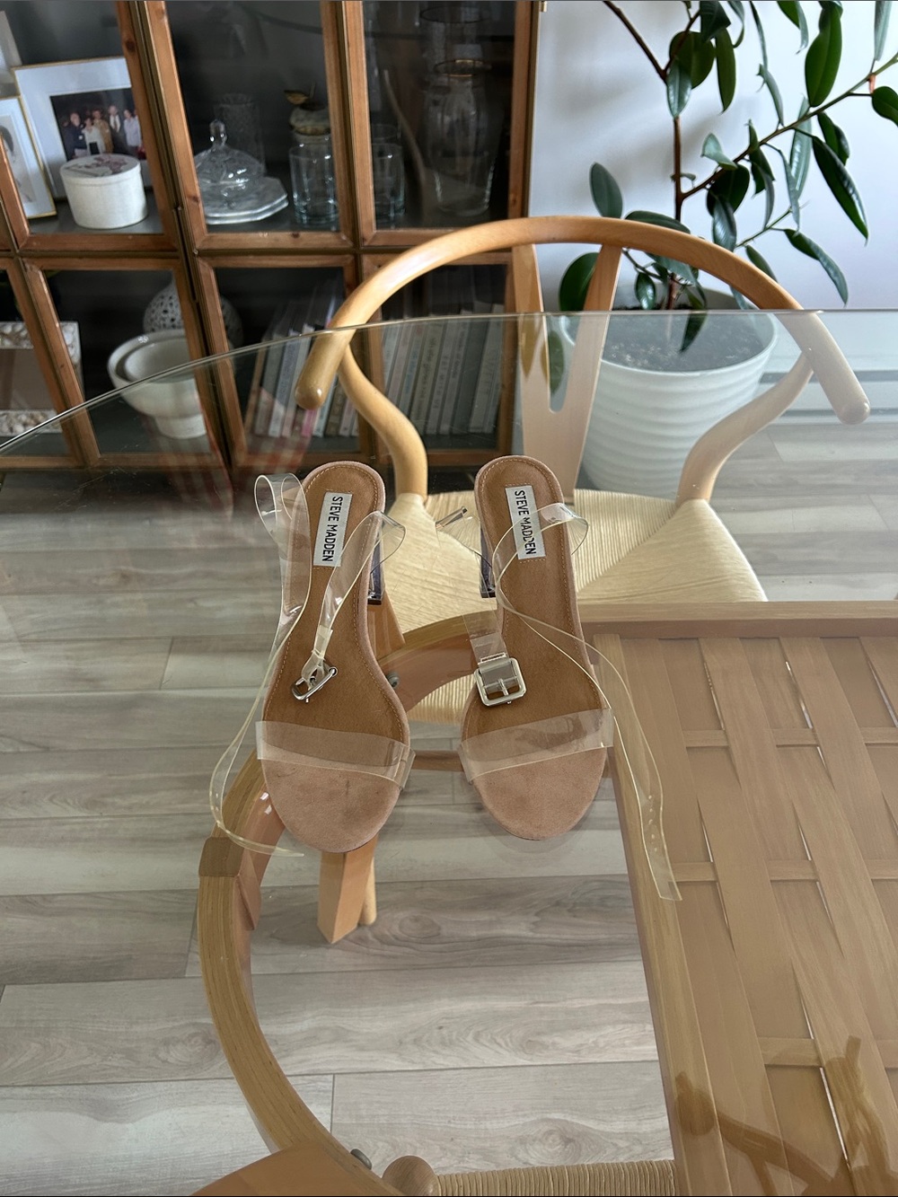 Steve Madden Clear Strap Sandals with Nude Footbed